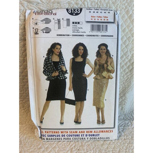 Burda Misses Dress Skirt Jacket Sewing Pattern sz 10-20 8133 - uncut - Picture 1 of 9